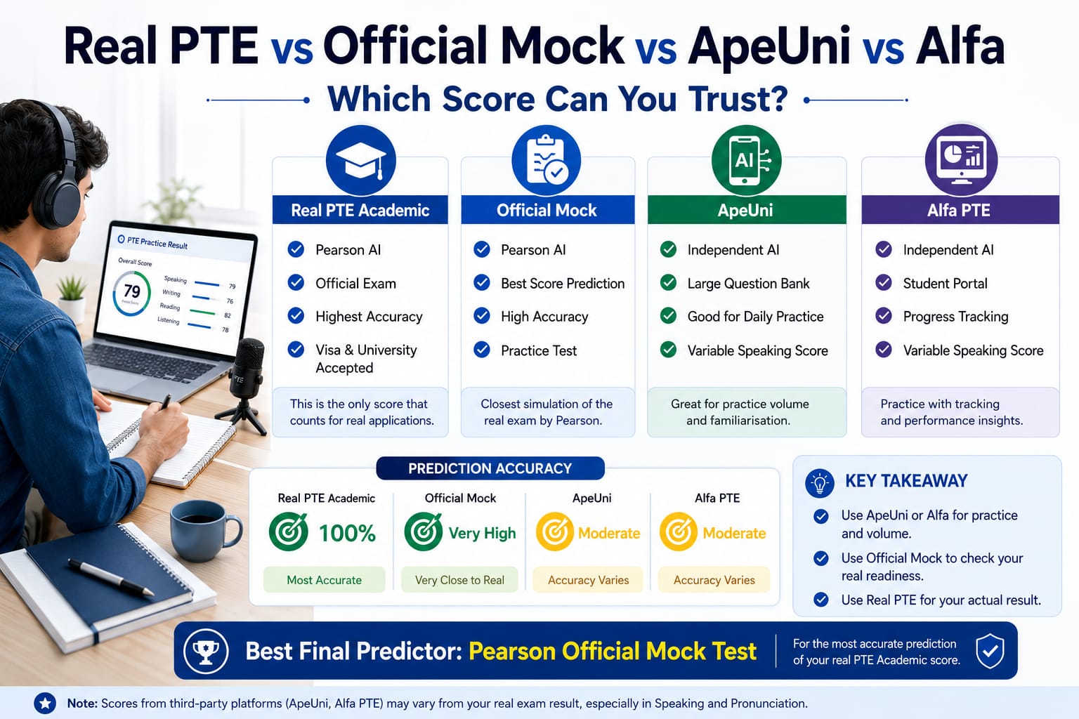 Real PTE vs Official Mock vs ApeUni vs Alfa: Which Score Can You Trust?